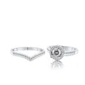 Set di anelli Moissanite in argento 925 a forma di V con pietra centrale rotonda - Bianco con Sfaccettatura Bianca