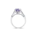 Anello di lusso in argento sterling con moissanite viola da 3 carati e pavé - Misura 5 / Viola Chiaro