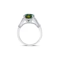 Anello di lusso in argento sterling con moissanite verde tonda in montatura a quattro griffe - Misura 5 / Verde Scuro