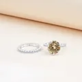 Glinsterende 3ct gele moissanite ring van S925 zilver met een bijpassende eeuwigheidsring - Origineel Geel