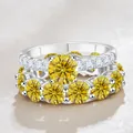 8-karaats moissanite ringenset in S925 sterling zilver met stapelbaar geel bandontwerp - Maat 5 / Goudgeel