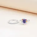 Sprankelende 3-karaats S925 sterling zilveren moissanite ringenset met regenboogsteen - AB Wit