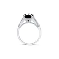 Luxe sterling zilveren ring met 3 karaat zwarte moissaniet en zijwaartse pavé-zetting - Zwart