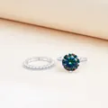 Schitterende 3ct regenboog moissanite ringenset in 925 sterling zilveren band - Regenboog