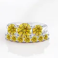 Luxe S925 sterling zilveren ring met 4,7ct rond geslepen gele moissaniet - Goudgeel