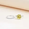 Schitterende S925 zilveren ringenset met gele rondgeslepen moissaniet en pavé-accenten - Citroengeel