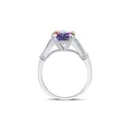 Luxe S925 sterling zilveren ring met ronde regenboog edelsteen en witte diamanten - AB Wit