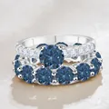 Elegante S925 zilveren ringenset met een grote blauwe moissaniet en bijpassende ring - Maat 5 / Koningsblauw