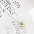 Halskette aus S925 Sterlingsilber mit Halbmond Anhänger und gelbem Moissanit Edelstein - Zitronengelb