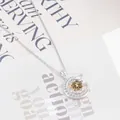 S925 Sterling Silber Mondkette mit champagnerfarbenem Stein und Zirkonia Besatz - Original Gelb