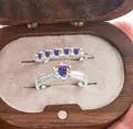 Schitterende S925 sterling zilveren 2,5CT moissanite ringenset met regenboogstenen - Maat 5 / Ring Tweeledige Set / AB Wit