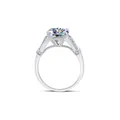 3 karaat moissanite zilveren ring met rond briljant geslepen en pavé gezette ringband - Wit