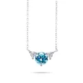Halskette aus S925 Sterlingsilber mit drei Steinen und blauem Moissanit-Anhänger - 1,2 ct / Aqua