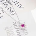 S925 Silber Mondhalskette mit einem 2 Karat rosa Moissanit-Anhänger an eleganter Silberkette - Rosa Hundert-nudel-schnitt