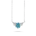 Drei-Steine-Halskette aus S925 Silber mit hellblauem Moissanit und weißen Seitensteinen - 1,2 ct / Blau (Mit GRA-Zertifikat)