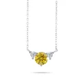 Elegante S925 Silberkette mit drei Steinen und einem leuchtend gelben Moissanit - 1,2 ct / Goldgelb