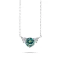 Elegante Halskette aus S925 Sterlingsilber mit drei Steinen und blaugrünem Moissanit-Anhänger - 1,2 ct / Blaugrün