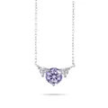 Halskette aus S925 Sterlingsilber mit drei Steinen und rundem lila Edelstein mittig - 1,2 ct / Hellviolett