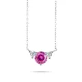 Elegante S925 Sterling Silber Halskette mit einem runden rosa Moissanit-Anhänger - 1,2 ct / Rosa (Hundert-Facetten-Schliff)