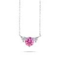 Elegante Halskette aus S925 Silber mit rundem rosa Moissanit und seitlichen Steinen - 1,2 ct / Rosa