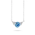 Halskette aus S925 Sterlingsilber mit drei runden blau-weißen Moissanit-Steinen - 1,2 ct / Saphirblau