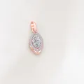 Close-up of marquise cut moissanite pendant in rose gold finish with halo diamond setting - Pendant / Rose Gold