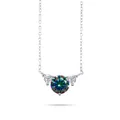 Elegante S925 Sterlingsilber Kette mit Regenbogen Moissanit Anhänger und kleinen Seitensteinen - 1,2 ct / Regenbogen