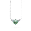 S925 Sterlingsilber Halskette mit regenbogenfarbenem Moissanit-Anhänger an O-Kette - 1,2 ct / Blaugrün (Hundert-Facetten-Schliff)
