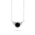 Elegante Halskette aus S925 Sterlingsilber mit zentralem schwarzem Stein und klaren Seitensteinen - 1,2 ct / Schwarz