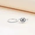 Schitterende S925 sterling zilveren ringset met 3CT moissanite en micro-pavé diamanten - Wit 100-Facet Geslepen
