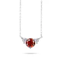 S925 Sterling Silber Halskette mit einem tiefroten runden Hauptstein-Anhänger - 1,2 ct / Granatrot