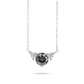 Elegante S925 Silberhalskette mit rundem schwarzem Moissanit und Seitensteinen - 1,2 ct / Grau