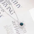 S925 Sterling Silber Halskette mit Mondsichel-Anhänger und schillerndem Edelstein - Regenbogen