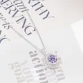 Halskette aus S925 Sterlingsilber mit Halbmond-Anhänger und lila Moissanit-Stein - Hellviolett