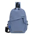 Hellblaue leichte Umhängetasche mit Reflektorstreifen und SORAKA Markenlogo - Blau