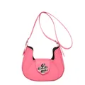Bolso rosa chic de hombro con hebilla de flor metálica y correa ajustable para mujer - Rosa