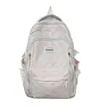 Pink and white geometric jacquard backpack with multi-compartments and adjustable straps - Pink Without Charm