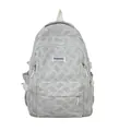 Light gray fabric backpack with geometric texture and white handle for travel - Grey without Pendant