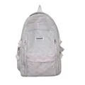 Light pink casual backpack with geometric textured fabric and white woven straps - Purple without Pendant