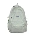 Light green school backpack with geometric woven texture and multiple zipper pockets - Green Without Charm