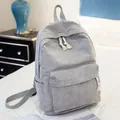 Minimalist light gray corduroy backpack for women with soft striped fabric texture - No Pendant / Light Gray
