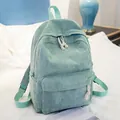 Mint green corduroy backpack for students featuring large capacity and soft ribbed texture - No Pendant / Light Green
