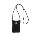 Mini borsa a tracolla nera per cellulare con fibbia di perle e texture in raso liscio - Nero