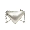 Mini sac bandoulière cœur argenté métallisé avec bandoulière chaîne et fermeture éclair - Argent