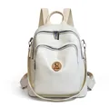 Zaino in ecopelle bianco avorio con texture litchi e stemma dorato a forma di orso - Bianco Sporco