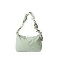 Bolso de hombro verde menta minimalista con asa fruncida y cierre de cremallera - Verde