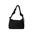 Bolso de hombro negro chic con correa plisada y cierre de cremallera para mujer casual - Negro