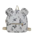 Mochila mini blanca linda con patrones de mariposas negras y orejas decorativas redondas - Negro