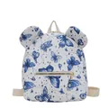 Mini mochila blanca linda para mujer con mariposas azules y cremalleras doradas - Azul