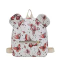 Mochila blanca con estampado de mariposa roja y orejas redondas para niñas - Rojo
